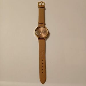 Accutime Ladies Brown Gold Tone Analog Display Casual Minimalist Fashion Watch